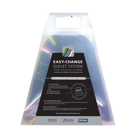 Easy-Change Gullet System vaihtokaarisarja satuloihin, sisältää mittarin ja useita kaarikokoja