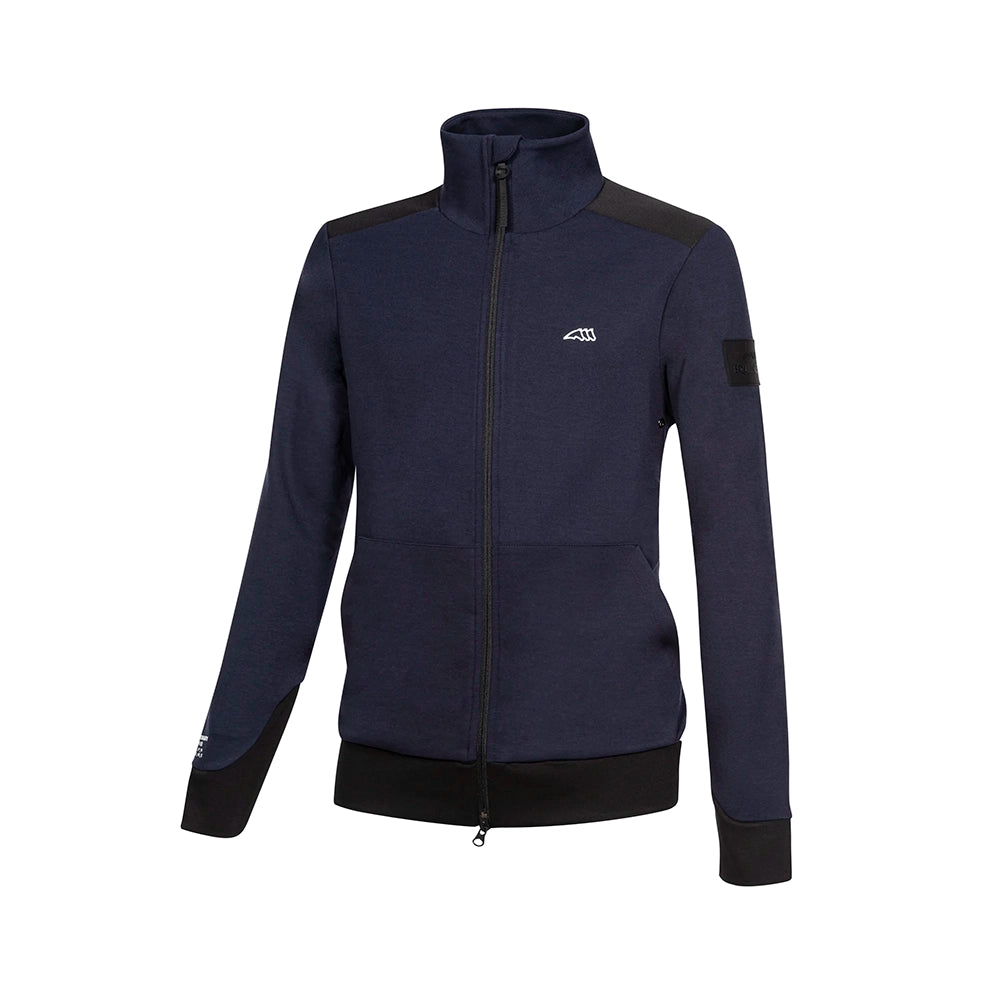 Equiline Cletac miesten vetoketjullinen tech-college sinisenä. Hengittävä materiaali, kaksisuuntainen vetoketju ja taskut treeniin.