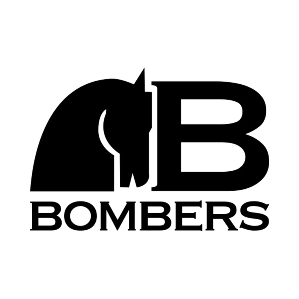 Bombers kuolain -tuotemerkin logo, laadukkaat ja hevosystävälliset ratsastuskuolaimet