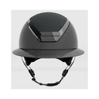 KASK Star Lady Pure Shine Chrome kiiltävä ratsastuskypärä edestä, aurinkolippa ja kromiyksityiskohdat