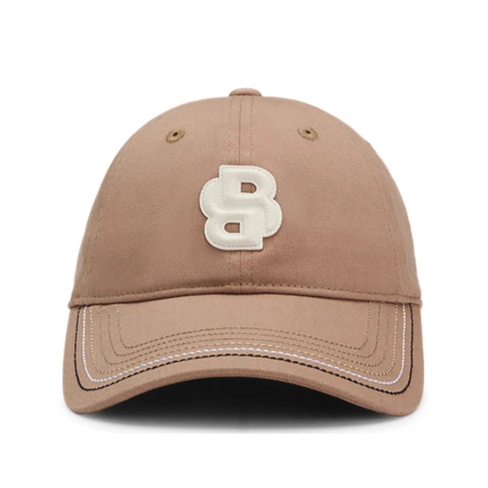 BOSS Equestrian Cotton Cap Camel Double B logo edestä
