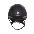 Charles Owen Ayr8 Plus Leatherlook ratsastuskypärä edestä nahkajäljitelmäpaneeleilla