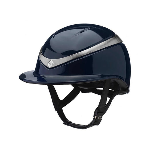 Charles Owen Halo Luxe Ratsastuskypärä – Midnight Blue / Platinum Wide Peak