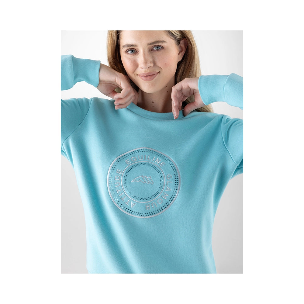 Equiline GIFEG naisten sweatshirt logo ja fleece-materiaali yksityiskohtana