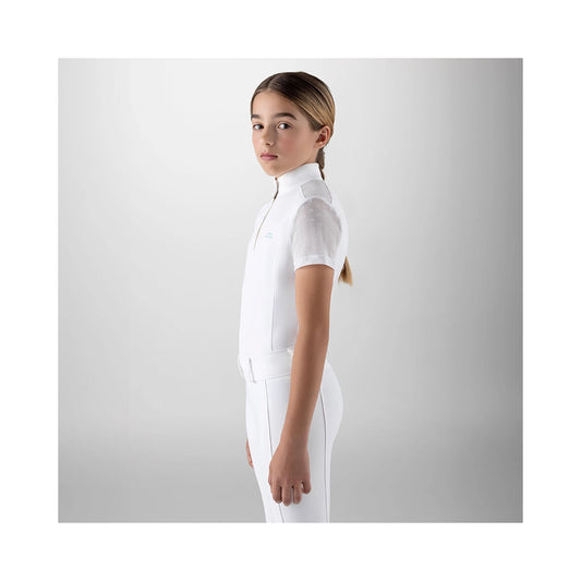 Equiline Giuv junior kisapaita valkoinen, hengittävä ja joustava kilpailupaita 8–9 v