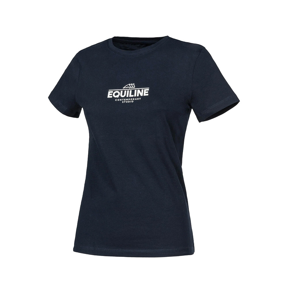 Equiline CERPY naisten T-paita edestä, pehmeä puuvillainen materiaali ja moderni 3D-logo