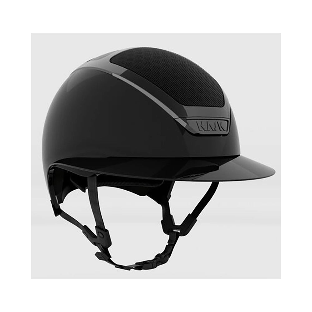 KASK Star Lady Pure Shine Chrome kiiltävä ratsastuskypärä mustana, aurinkolippa ja kromiyksityiskohdat