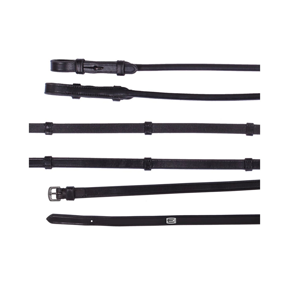 Pyöristetty nahkaohja stopparilla italialaisesta nahasta, gun metal -soljet ja hopeinen E-logo